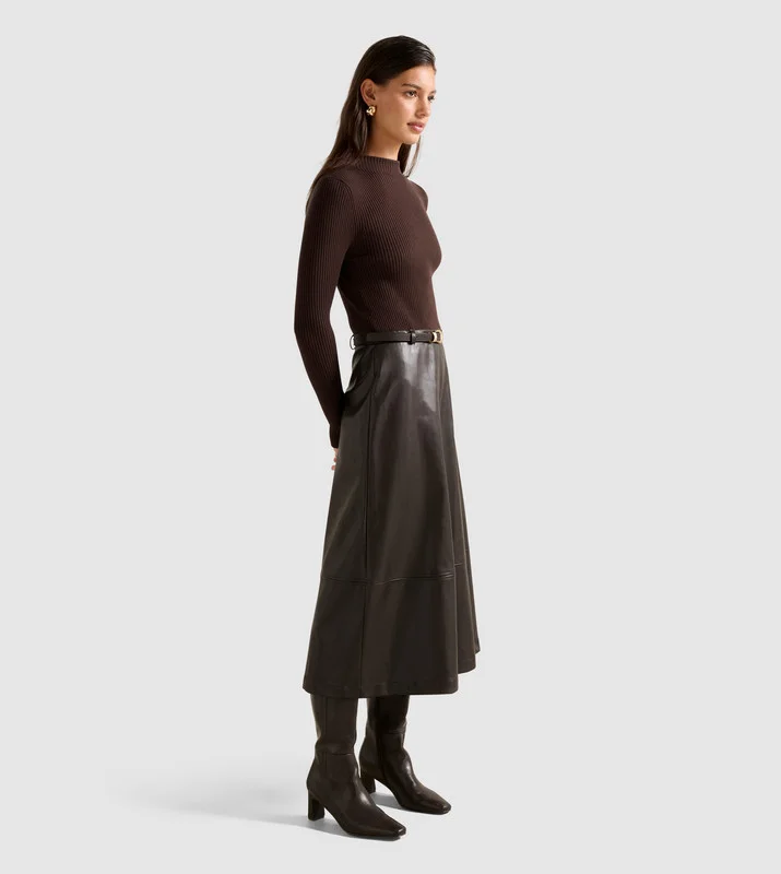 forever new  BROOKLYN PU A Line Midi Dress for Women | Best Price UAE